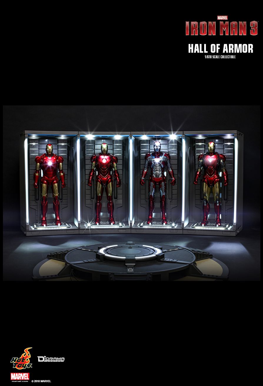 hot toys iron man hall of armor